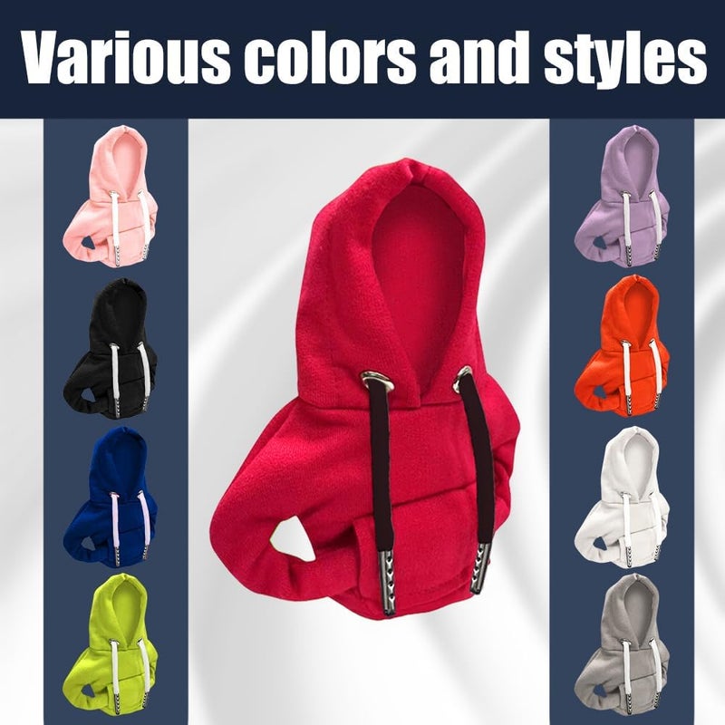 Lecctso Car Shift Knob Hoodie, Fashionable Sweater Hoodie Auto Gear Shift Knob Protector, Universal Car Interior Accessories Funny Car Shift Knob Cover for Car Truck SUV (Red) - Image 3